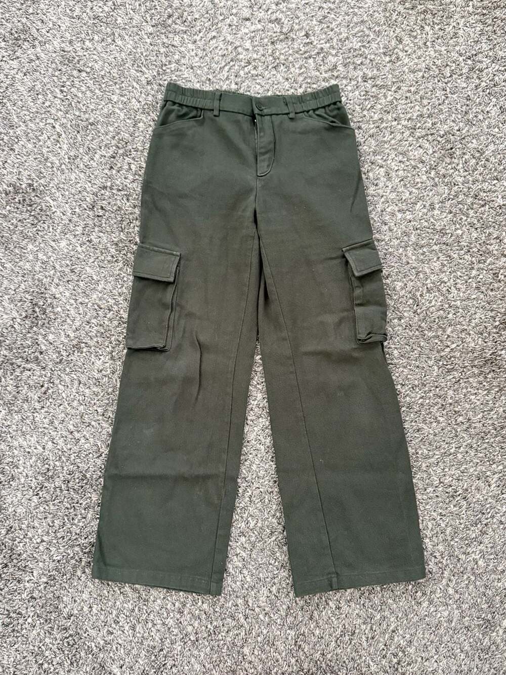 High-Waist Wide Leg Cargo Pants in Olive Green